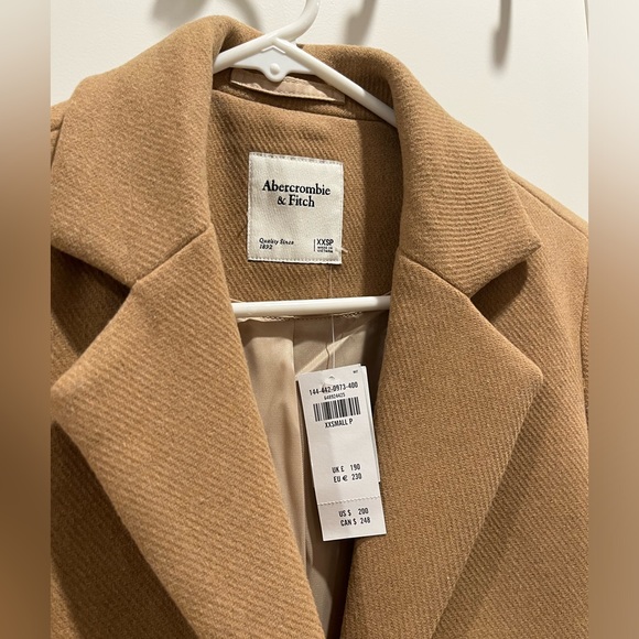 NWT abercrombie wool blend blazer coat in camel XXS P - Picture 7 of 14